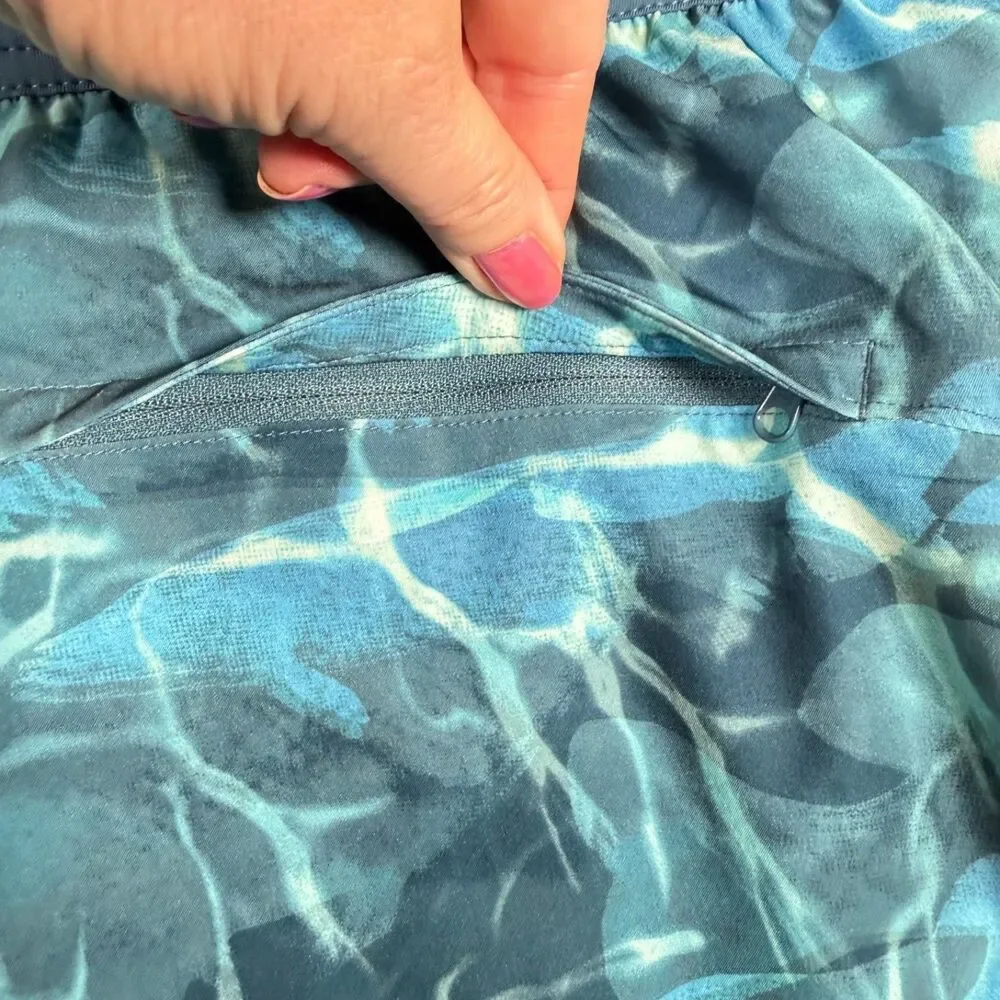 Under Armour Shorebreak 2N1 Board Shorts XL Blue Water Print Swim Trunks NWT